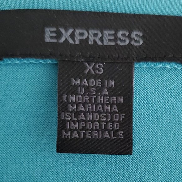 Express Shawl Collar V-neck Empire Waist 3/4 Sleeve Top | NWOT | XS | Teal Blue - Picture 7 of 8